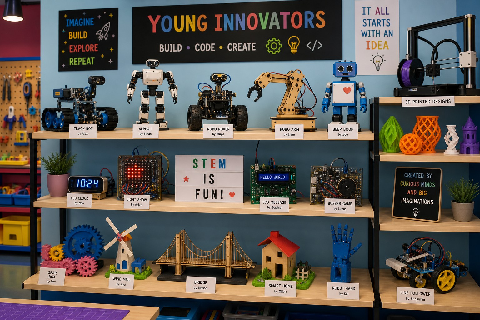 STEM projects display shelf